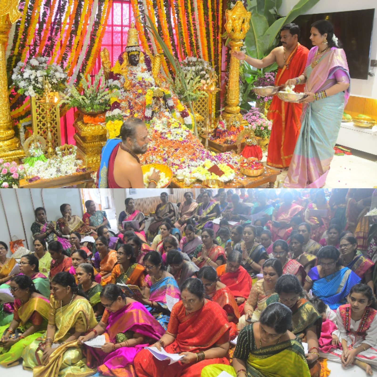 లక్ష పుష్పార్చన, శ్రీ లలితా సహస్రనామ పూజలు నిర్వహించిన ఏలేటి కవితమహేశ్వర్ రెడ్డి దంపతులు.